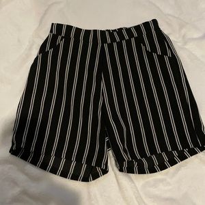 Black and white striped shorts